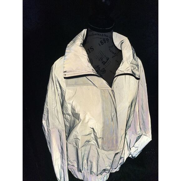 Pretty Little Thing Gray Reflective 1/2 Zip Jacket Women's Size 8 - Picture 2 of 5